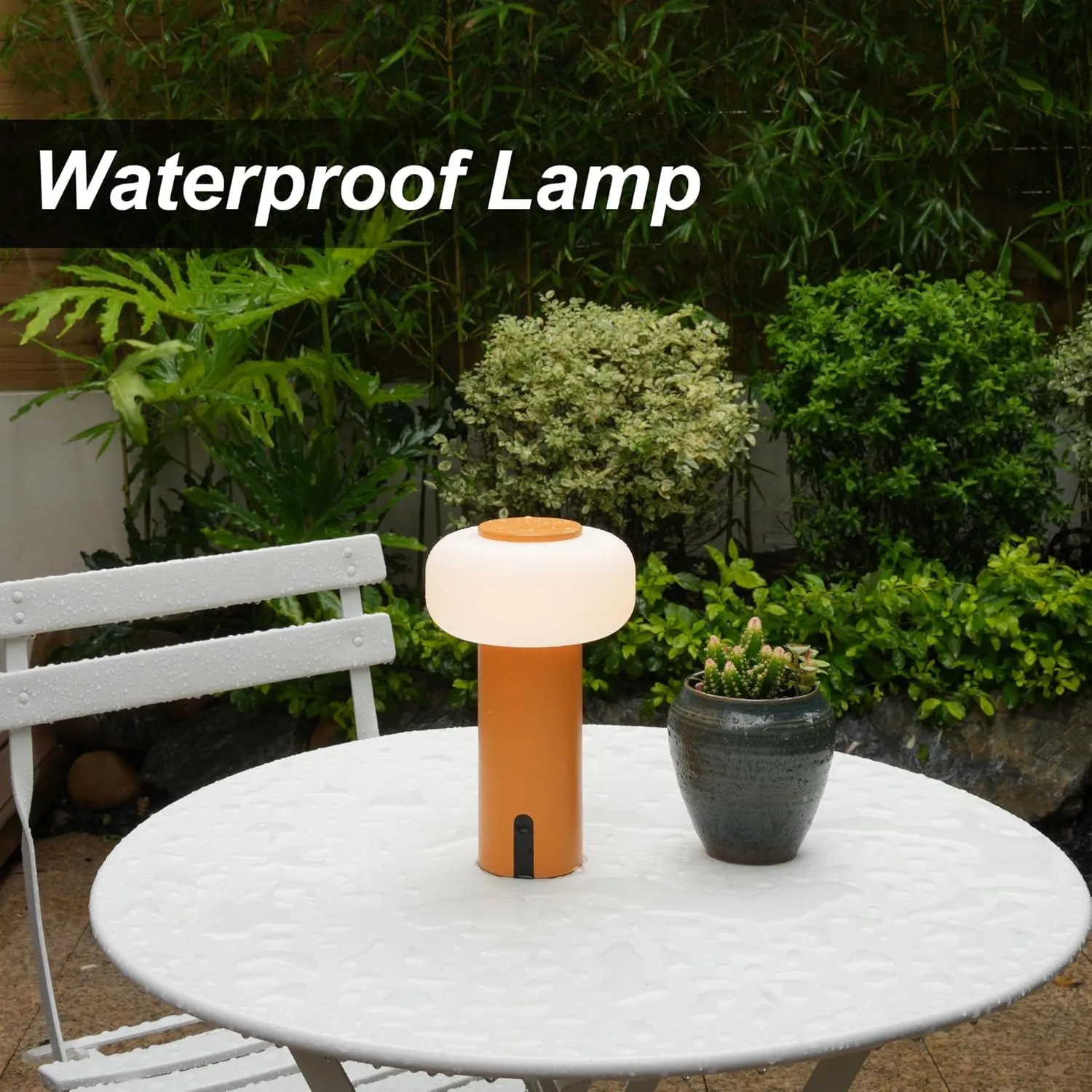 Shower Lamp Waterproof, Outdoor Cordless Table Lamp Rechargeable, Portable Battery Operated Lamp, Touch Dimmable Night Light for Bedroom/Patio/Dinning/Camping (Orange)