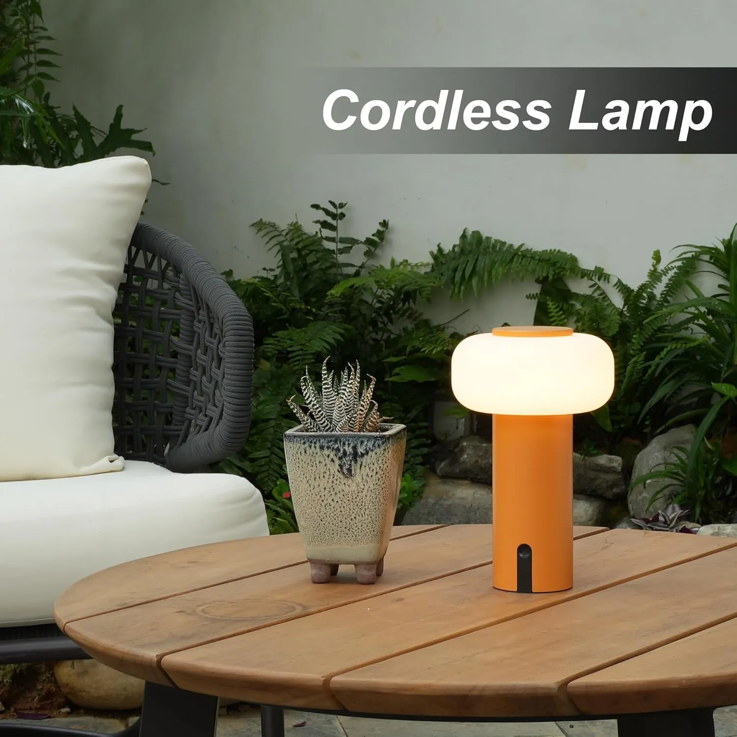 Shower Lamp Waterproof, Outdoor Cordless Table Lamp Rechargeable, Portable Battery Operated Lamp, Touch Dimmable Night Light for Bedroom/Patio/Dinning/Camping (Orange)
