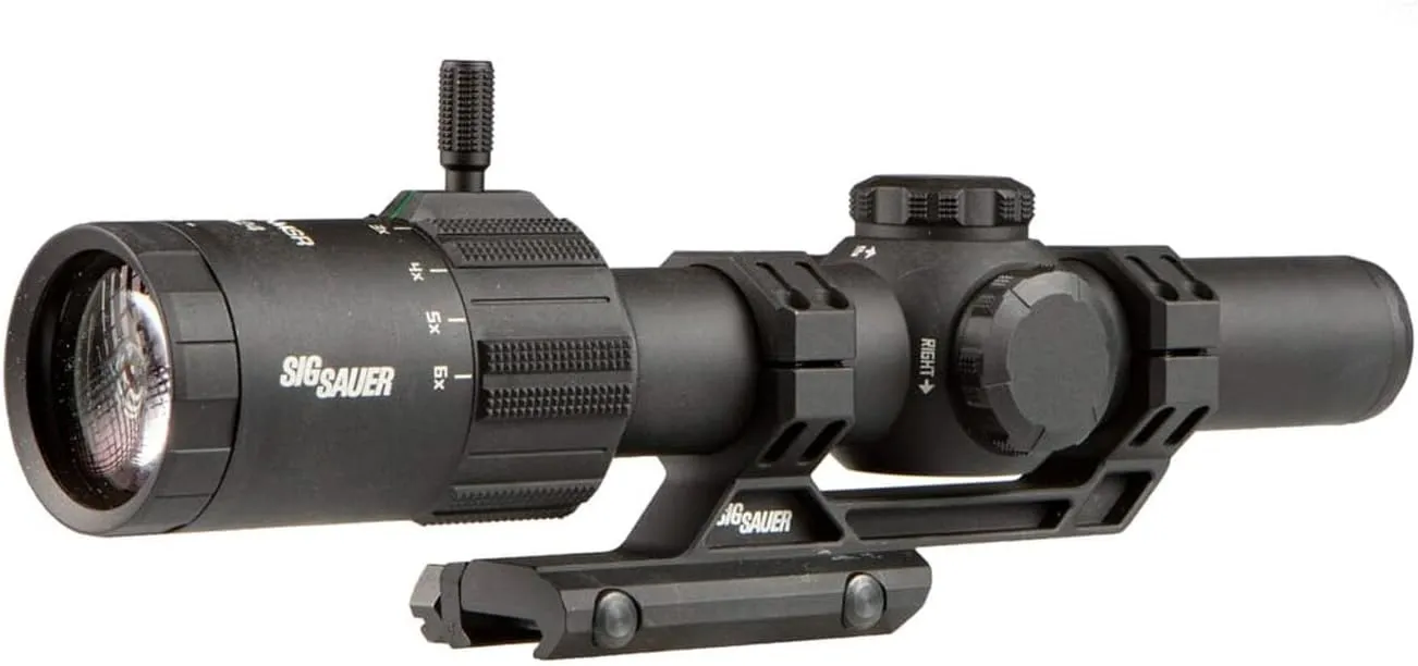 Sig Sauer Tango-MSR FFP 1-6X24mm Waterproof Fog-Proof Rugged Tactical Hunting Scope | Illuminated MSR BDC-6 Reticle, 0.5 MOA, Capped, Black W/ 1.535 Mount
