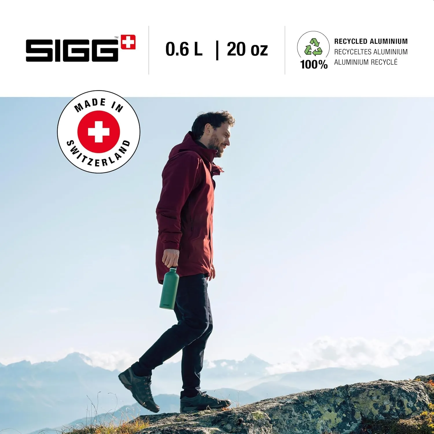 SIGG - Recycled Metal Water Bottle - Traveller - Made in Switzerland - Carbonated Drinks - BPA-Free - 20 Oz