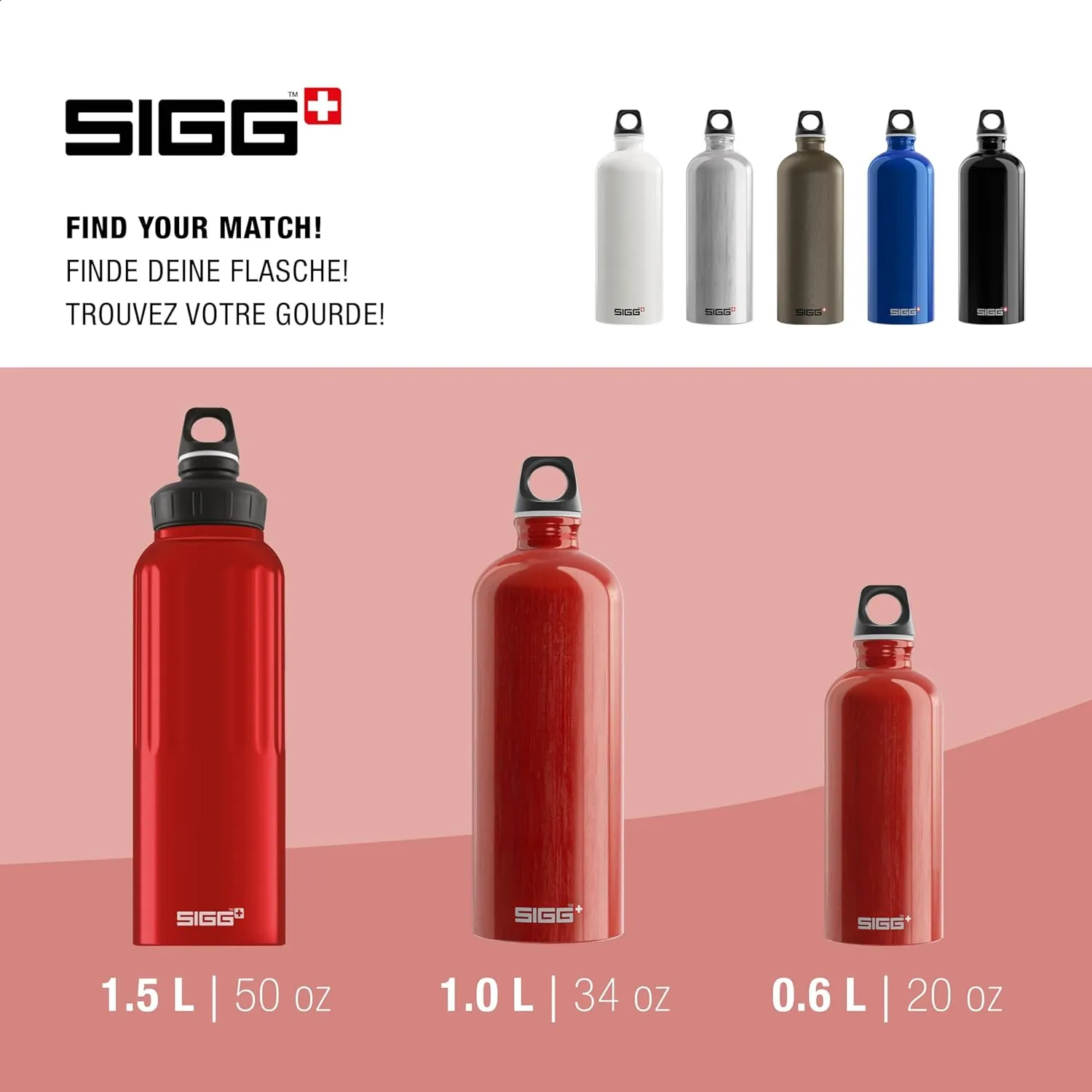 SIGG - Recycled Metal Water Bottle - Traveller - Made in Switzerland - Carbonated Drinks - BPA-Free - 34 Oz
