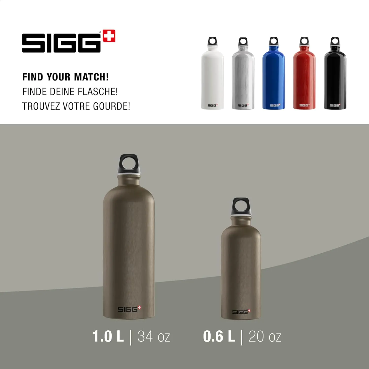 SIGG - Recycled Metal Water Bottle - Traveller - Made in Switzerland - Carbonated Drinks - BPA-Free - 34 Oz