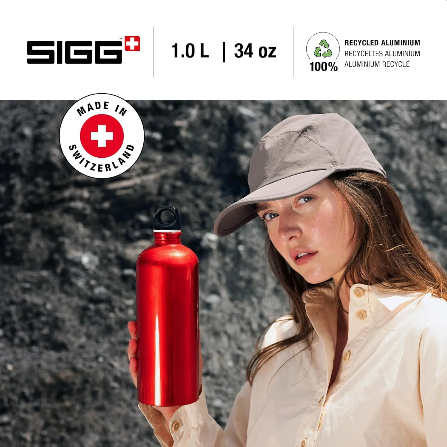 SIGG - Recycled Metal Water Bottle - Traveller - Made in Switzerland - Carbonated Drinks - BPA-Free - 34 Oz