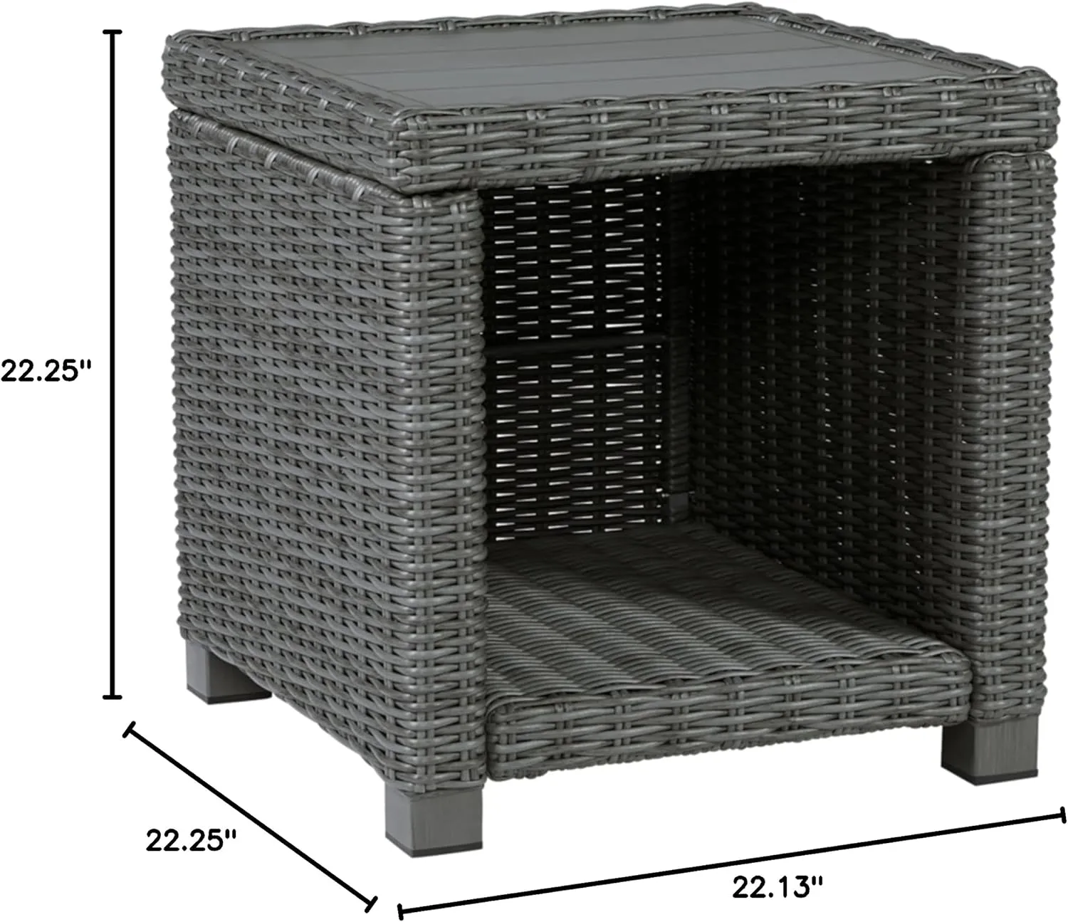 Signature Design by Ashley Elite Park Outdoor Wicker Patio End Table, Gray