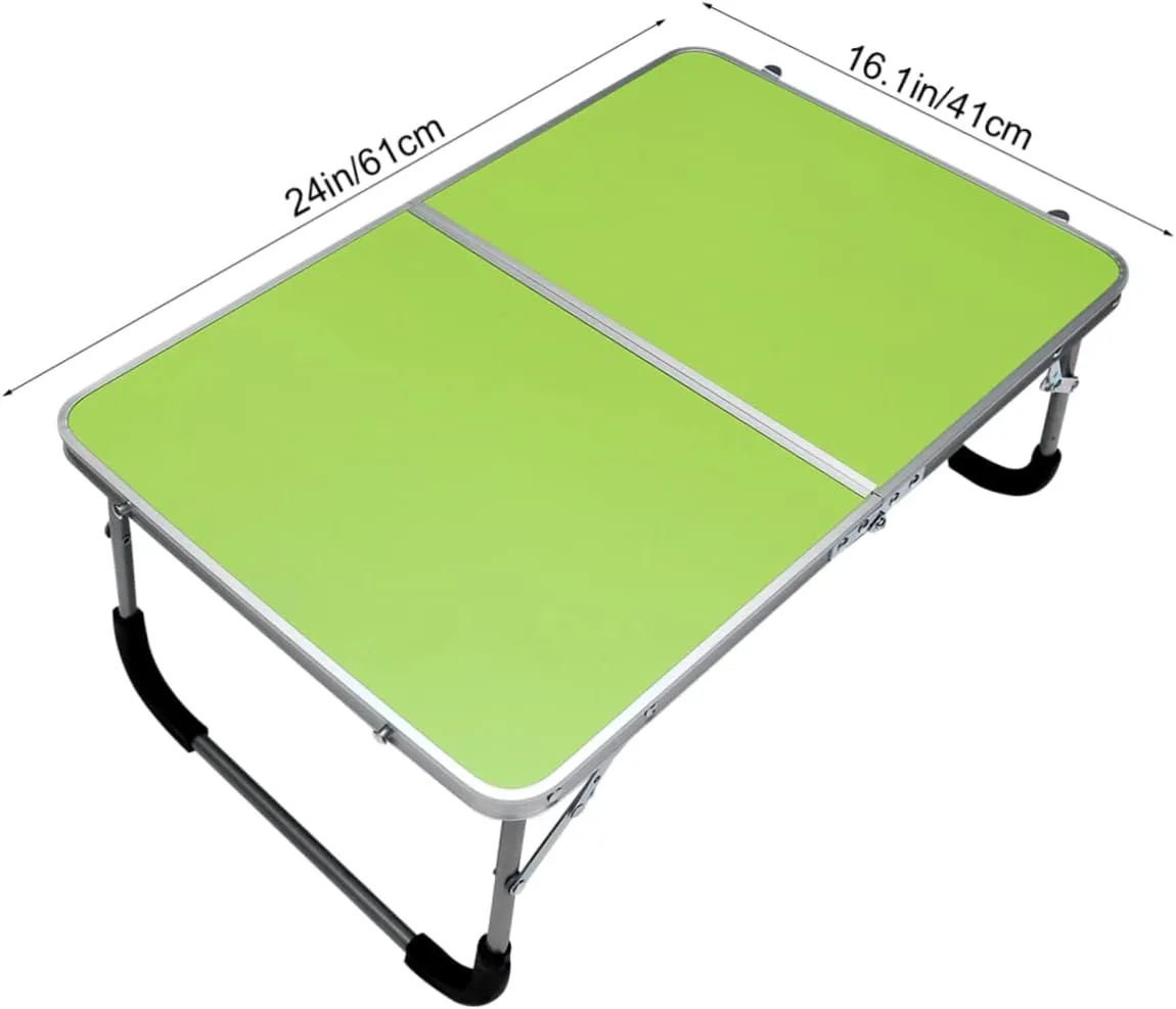 Simple Folding Aluminium Alloy Table Lightweight Portable Computer Desk for Camping BBQ Travel Outdoor Use Easy to Clean No Tools Required Green