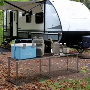 Small Folding Table Lightweight Portable Aluminum Camping Table for Picnic & Camping Mini Foldable,Folding Camp Table, with Adjustable Height Legs, Outdoor Lightweight Portable Dining Table for Picnic