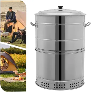 Smoke-free charcoal hanging grill, portable surround smoke-free grill bucket, comes with 50 skewers, suitable for picnics, camping, travel, parties, beaches, gardens, and more grilling locations