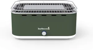 Smokeless Charcoal Barbecue Table Grill with Carry Bag Suitable for Balcony as Outdoor Camping Grill with Built-in Fan Dishwasher Safe Green