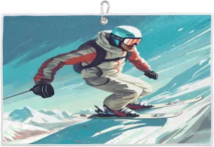 Snowboarding Golf Towel with Heavy Duty Carabiner Ultra Absorbent Quick Dry Perfect for Cleaning Clubs Balls Gear Essential Golf Accessory for Men Women Kids