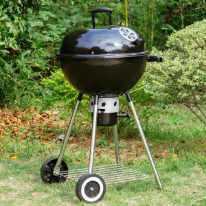 Sophia & William 18-inch Kettle Charcoal BBQ Grill with Porcelain-Enameled Lid and Bowl, Chromeplated Grate, Ash Catcher for Outdoor Picnic BBQ Patio Camping, Black