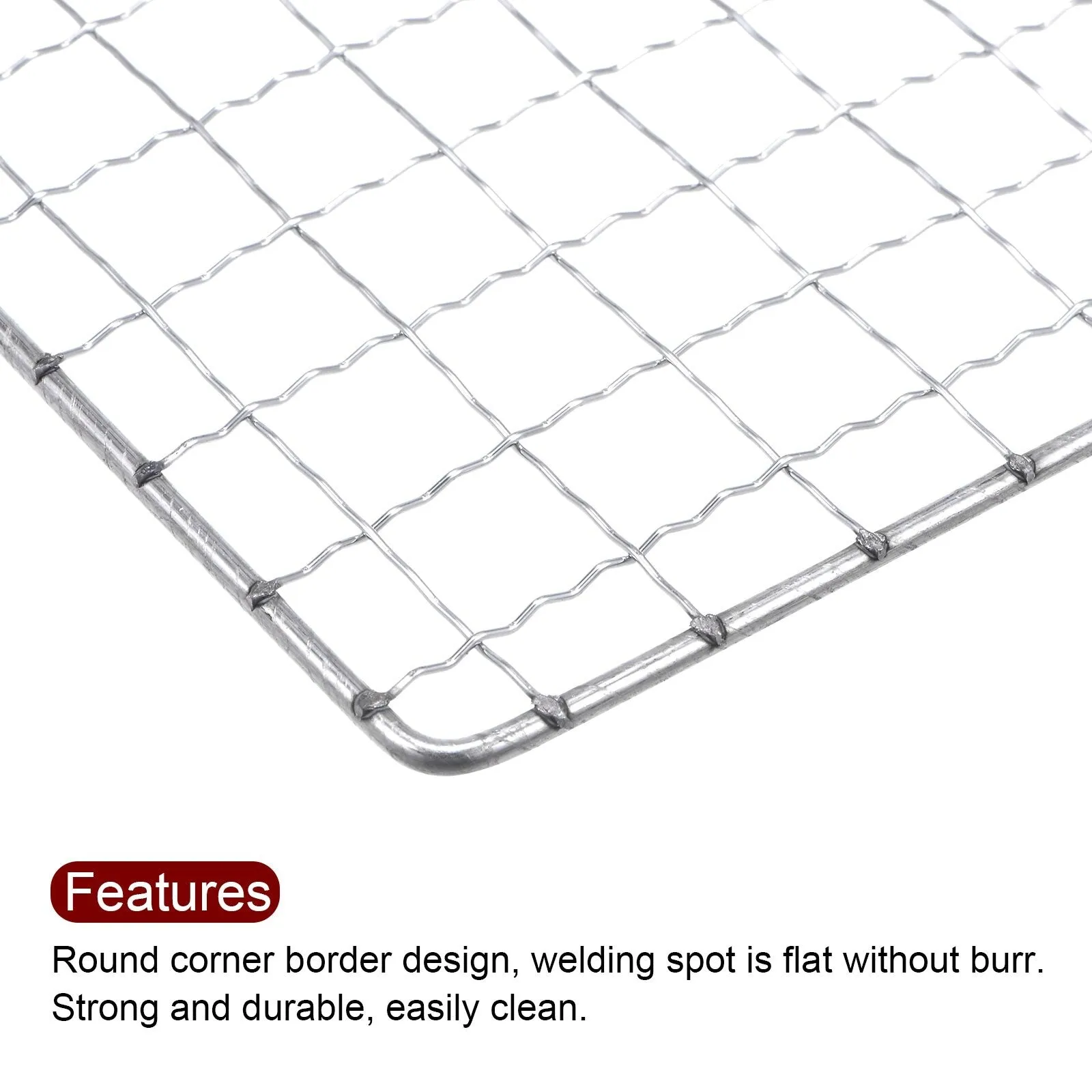 Square BBQ Grill Net 7.9"x15.7" Galvanized Iron Barbecue Mesh Mat for Baking