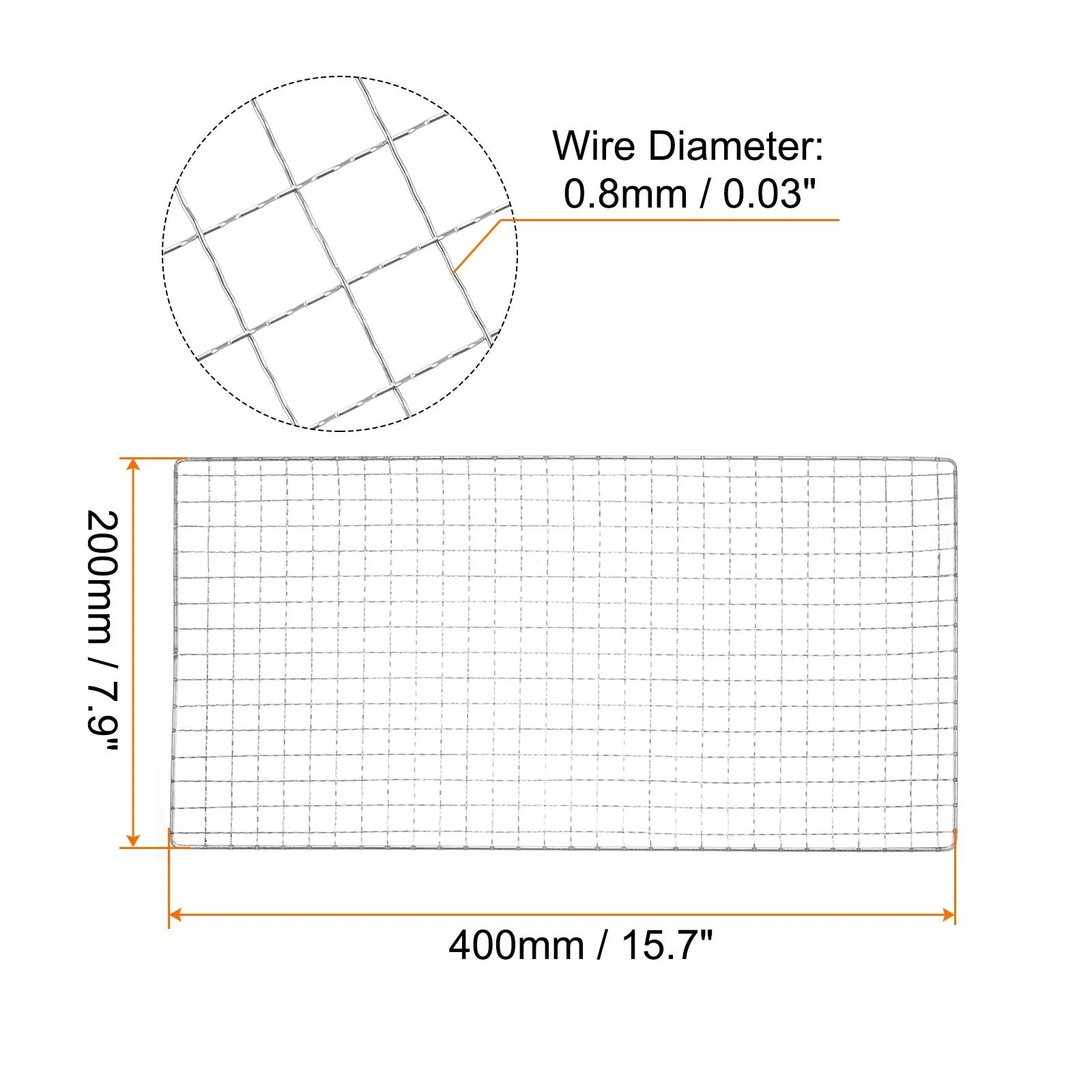 Square BBQ Grill Net 7.9"x15.7" Galvanized Iron Barbecue Mesh Mat for Baking