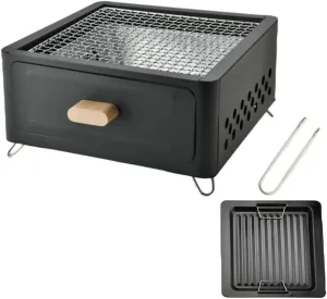 Square Household Outdoor Barbecue Stove Tea Brewing Outdoor Barbecue Rack Camping Barbecue Stove(Color:E)
