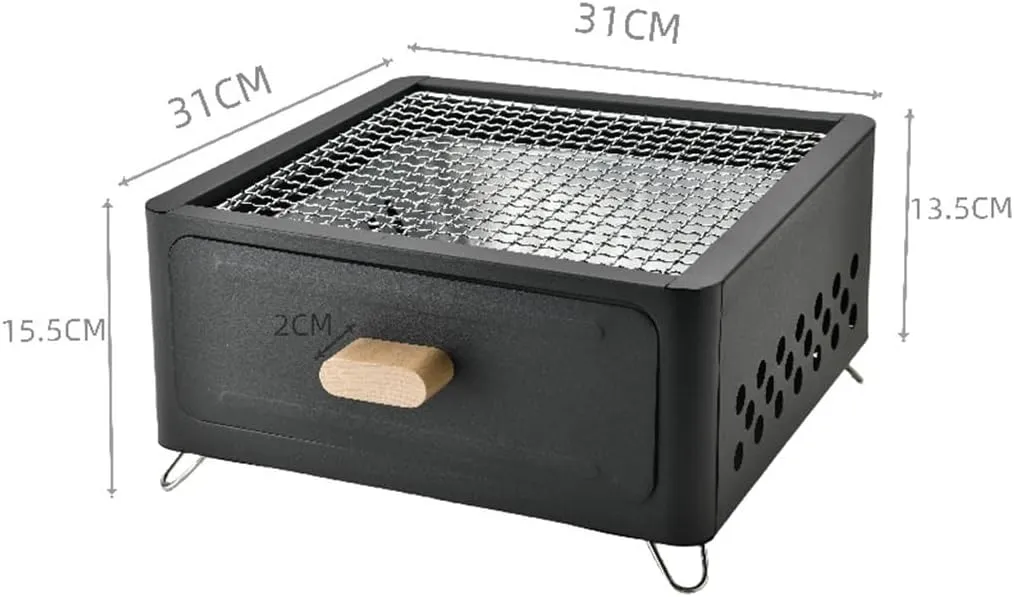 Square Household Outdoor Barbecue Stove Tea Brewing Outdoor Barbecue Rack Camping Barbecue Stove(Color:E)