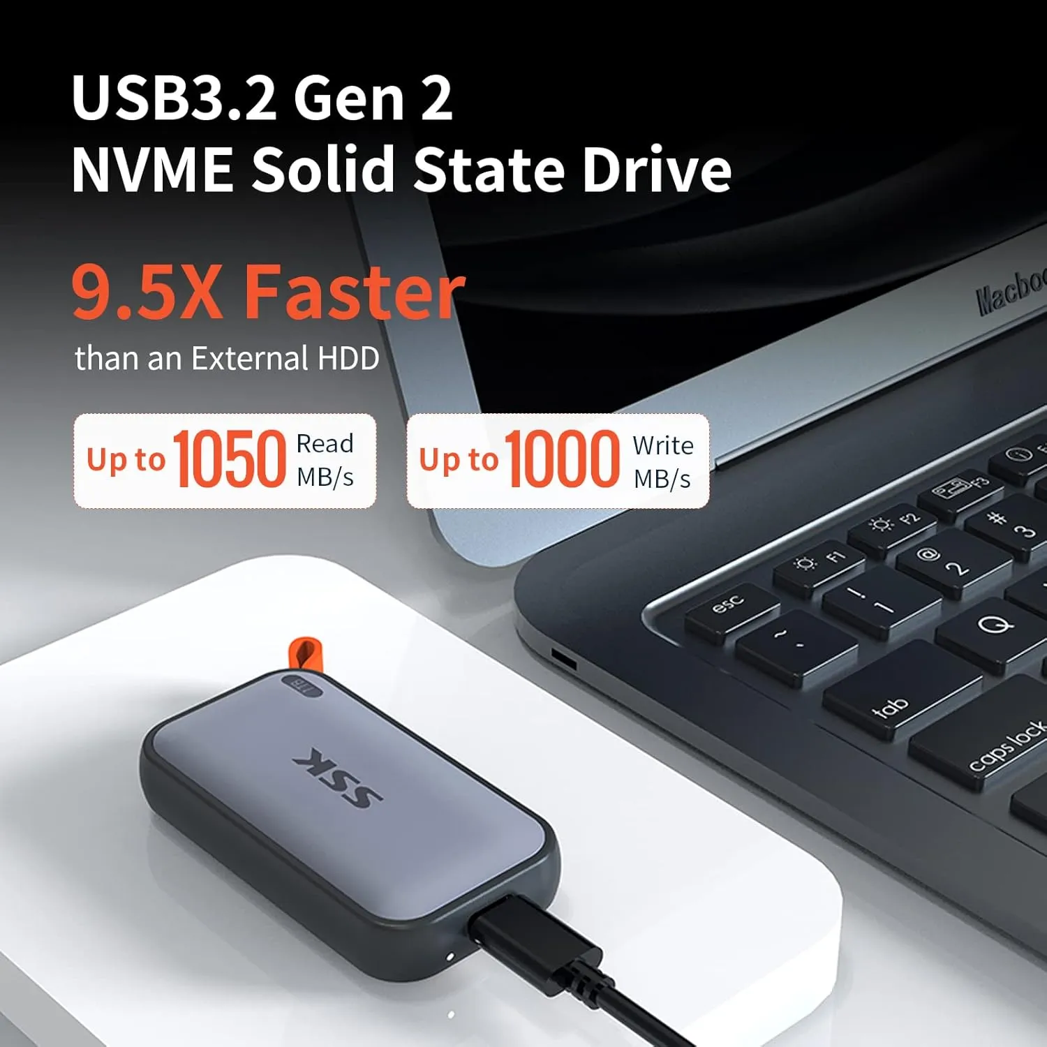 SSK External SSD 250GB, USB C SSD External Solid State Drives up to 1050MB/s, Portable SSD USB 3.2 Gen2 for iPhone 15/Pro, Windows, Mac, Android Phones and Tablets
