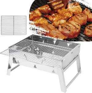 Stainless Steel BBQ - Easy to Use Charcoal Grill No Rust for Barbecue Kebab for Japanese Barbecue 35x27x20cm