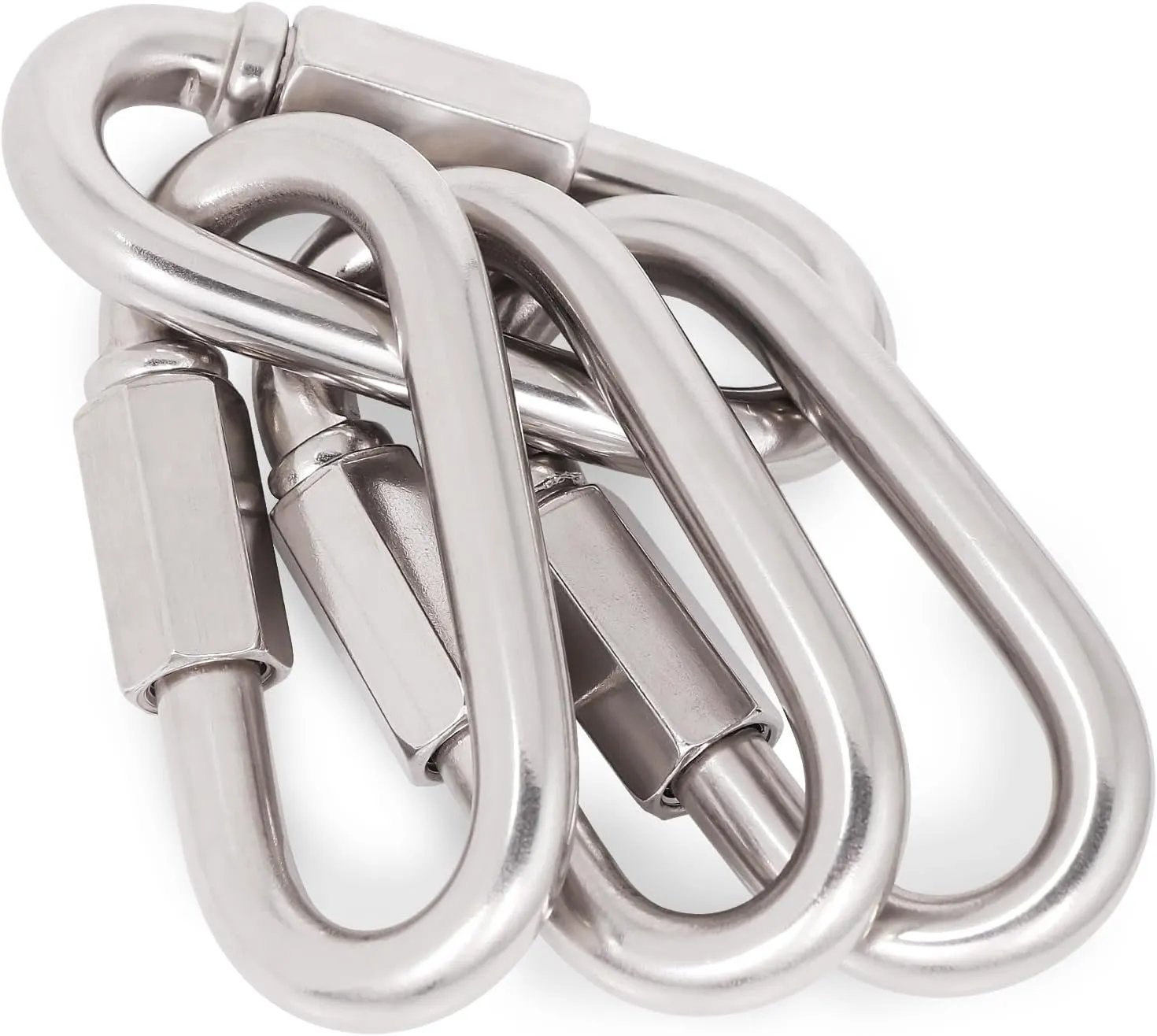 Stainless Steel Chain Links.D Shape Safety Chain Hook Locking Carabiner Clip for Pulling and Lifting.