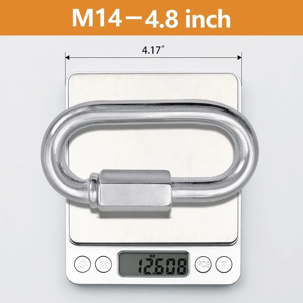 Stainless Steel Chain Links.D Shape Safety Chain Hook Locking Carabiner Clip for Pulling and Lifting.
