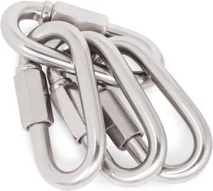 Stainless Steel Chain Links.D Shape Safety Chain Hook Locking Carabiner Clip for Pulling and Lifting.