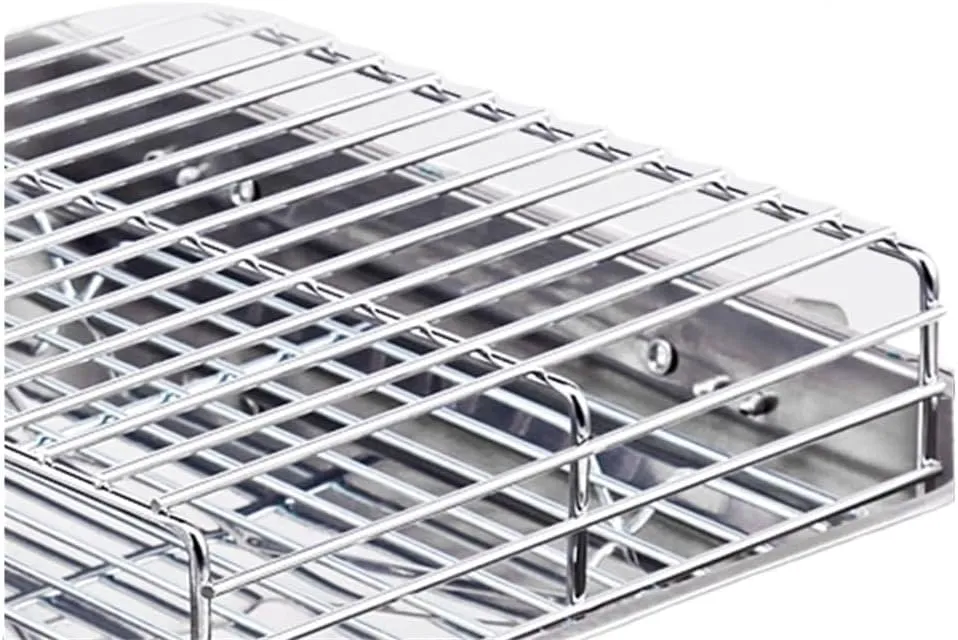 Stainless Steel Folding Barbecue Stove With Two Charcoal Stoves Outdoor Camping Barbecue Rack
