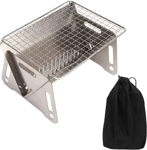 Stainless Steel Folding BBQ Grill Portable Charcoal Grill for Camping Picnics