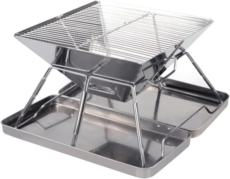 Stainless Steel Grate Barbecue Grill Folding Charcoal Grill for Outdoor Camping Backpacking Hiking