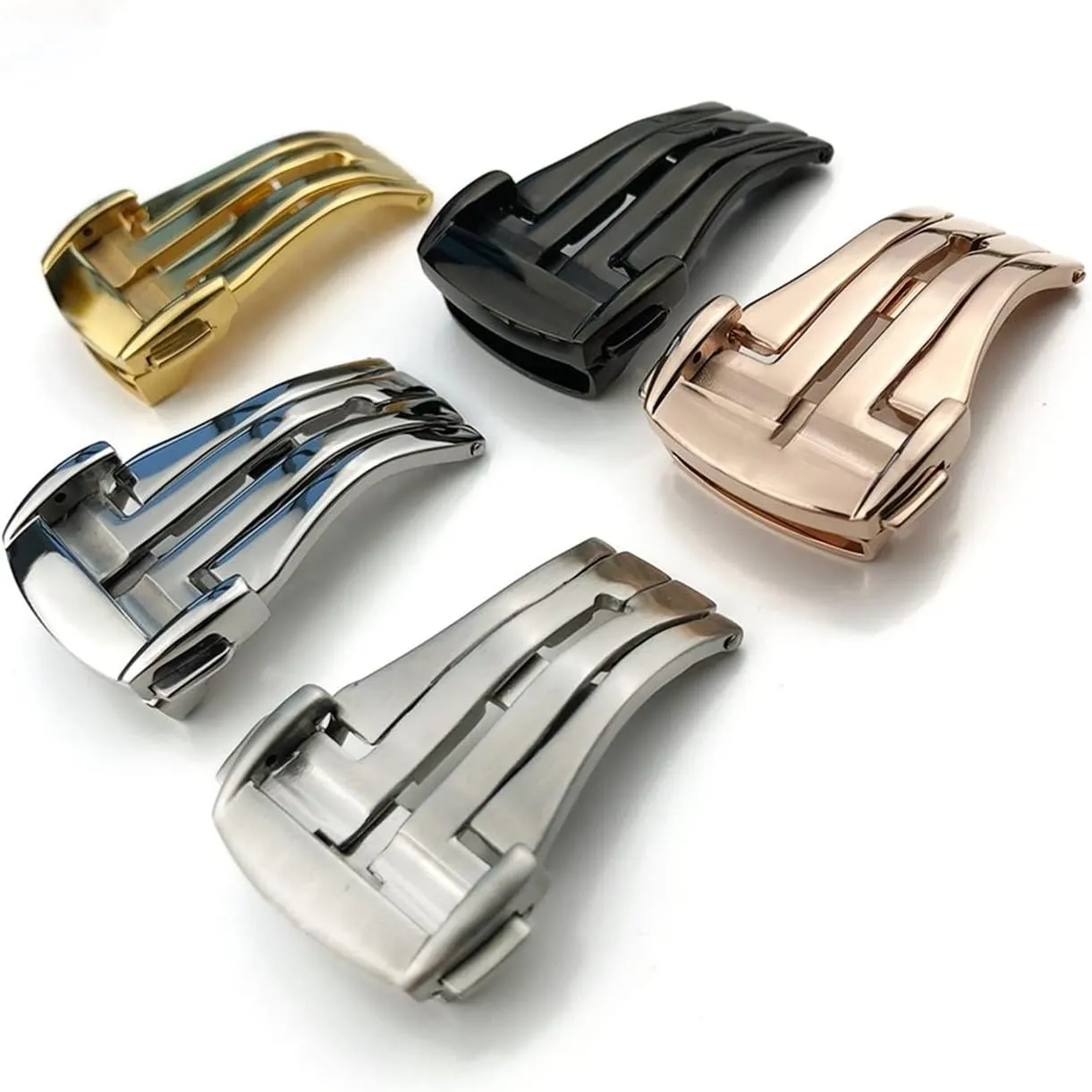 Stainless Steel Watch Bands Buckle Fit For Omg Watch Strap Butterfly Clasp Use On Leather Rubber Watchband 14mm 16mm 18mm 20mm Table buckle