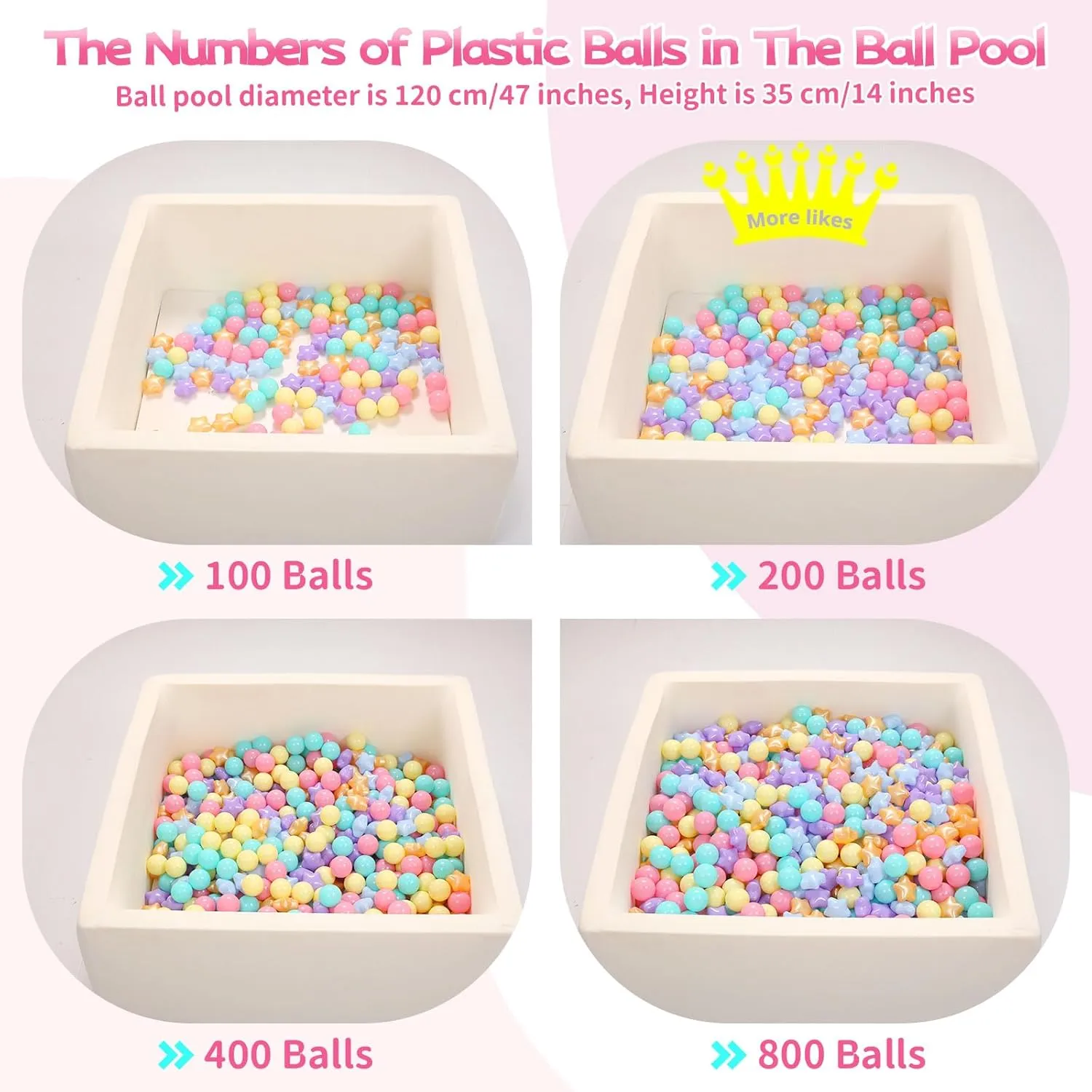 Star Ball Pit Balls for Toddlers Ball Pits, 50 100 200 500 1000 Ball Pit Ball Star Shapes for Kids, Boys Girls Bounce House, Play Tent, Baby Pool, Party Decoration.
