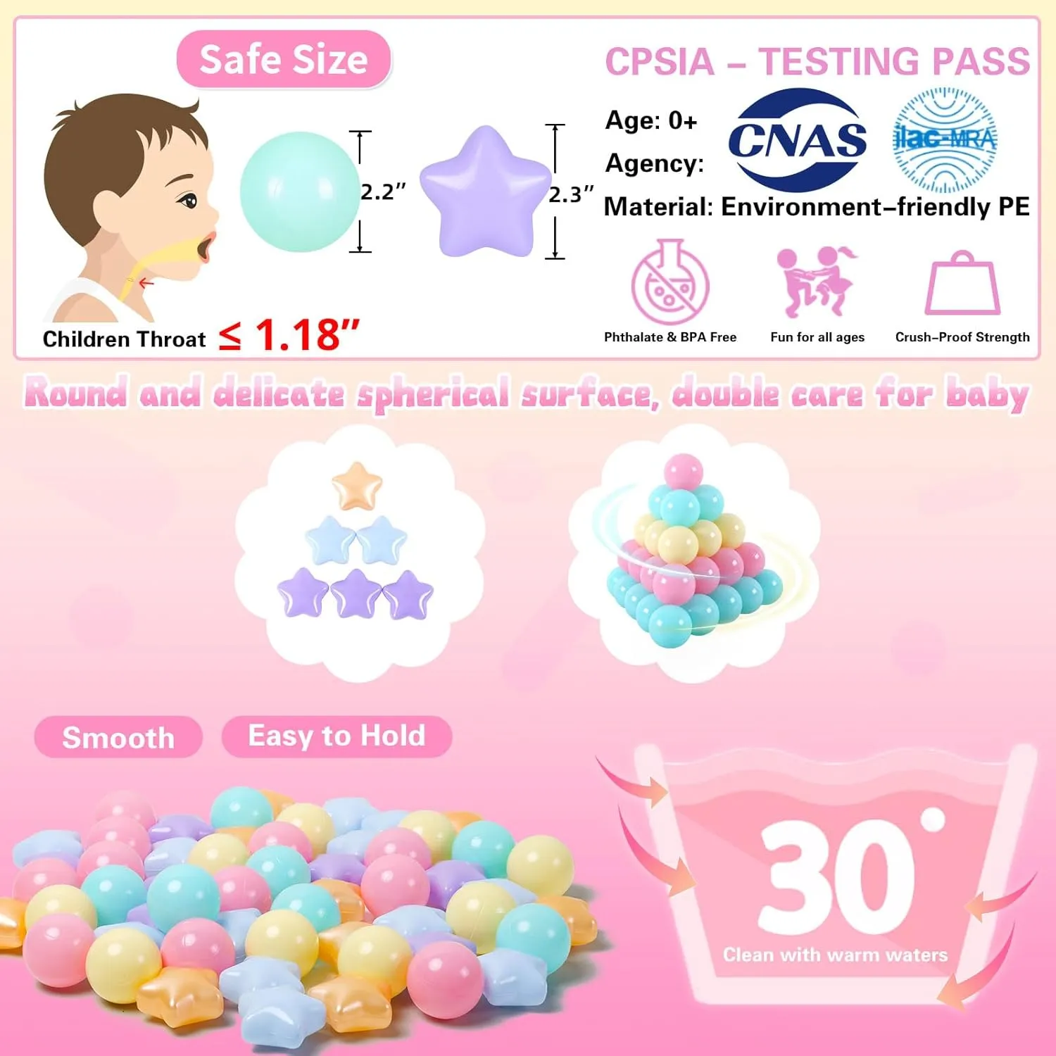 Star Ball Pit Balls for Toddlers Ball Pits, 50 100 200 500 1000 Ball Pit Ball Star Shapes for Kids, Boys Girls Bounce House, Play Tent, Baby Pool, Party Decoration.