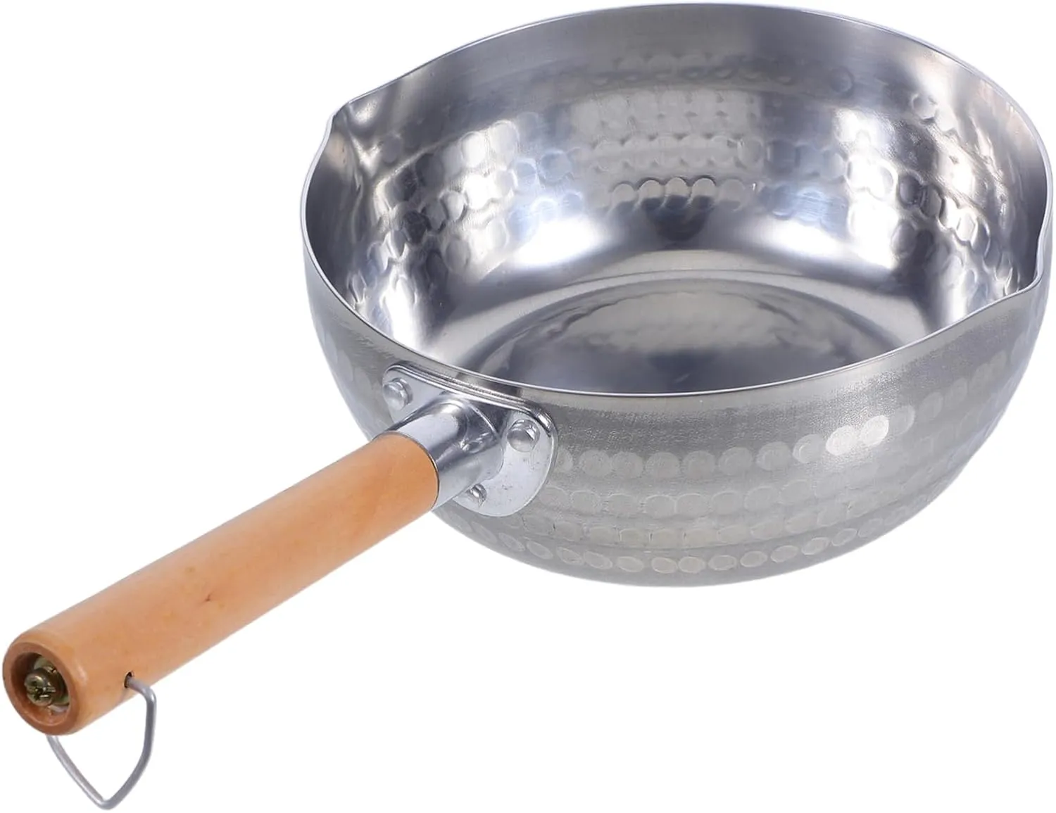 STOBAZA Japanese Flat Bottom Pan Aluminum Camping Pot Skillet with Wooden Handle V-shaped Spouts Stove Cooking Versatile