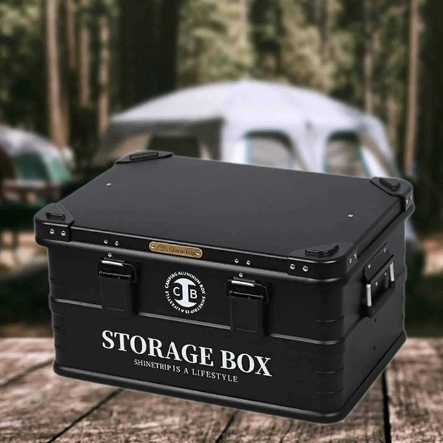 Storage Bin Container Stackable Space Saving Portable Trunk Organizer Aluminum for Kitchen Picnic Fishing Home Garage Grocery, M