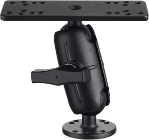 Strg Fish Finder Mount with C Size 1.5" Ball Rectangle Plate and Round Base, 3.75" Long Arm Marine Electronic Mount for Kayak Boat Compatible with Garmin, Lowrance, Humminbird Fish Finders and More