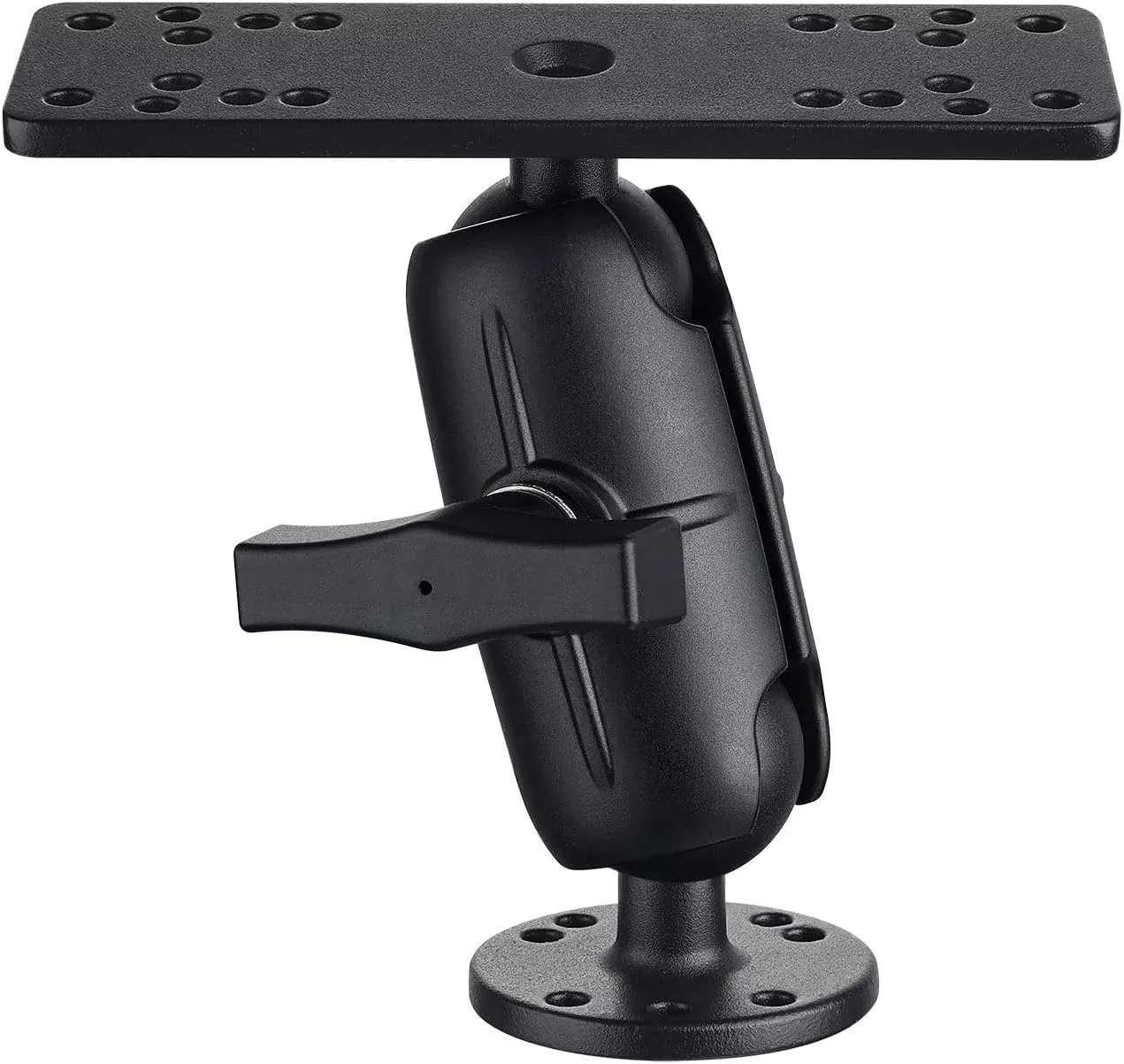 Strg Fish Finder Mount with C Size 1.5" Ball Rectangle Plate and Round Base, 3.75" Long Arm Marine Electronic Mount for Kayak Boat Compatible with Garmin, Lowrance, Humminbird Fish Finders and More