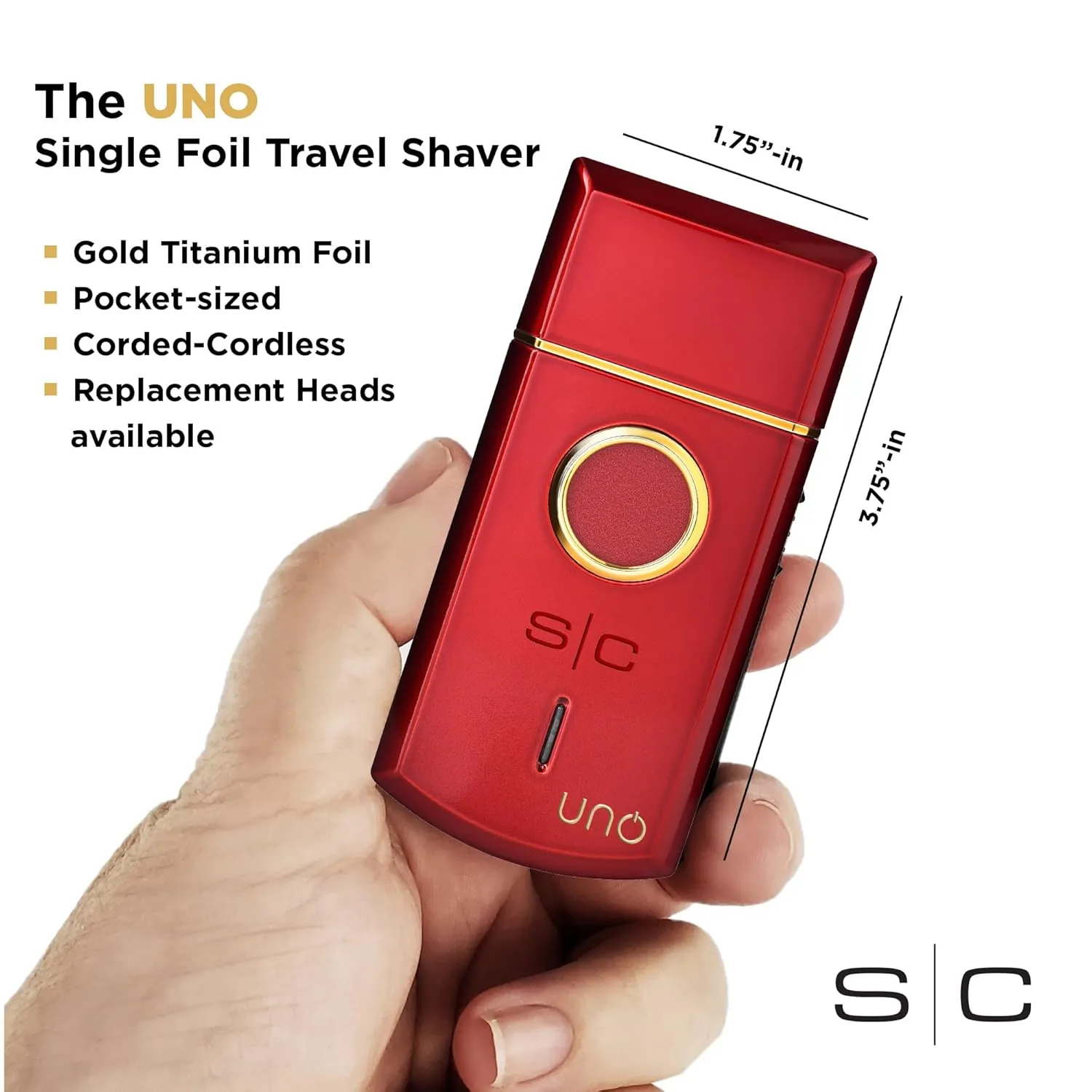StyleCraft Uno Cordless Foil Shaver, Mini Travel Size, Portable, Gold Titanium Premium Head