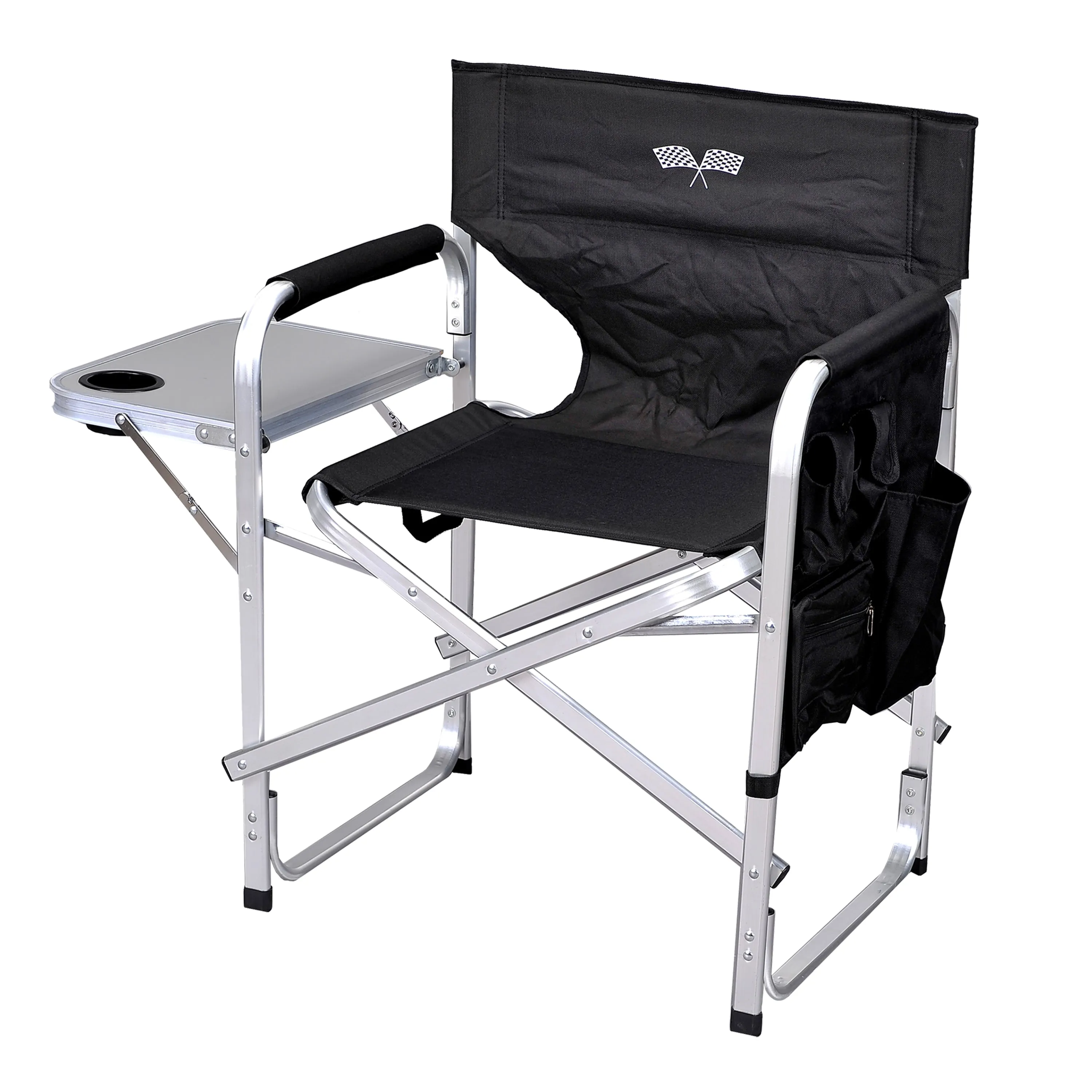 Stylish Camping Director's Chair w/ Side Table & Pockets