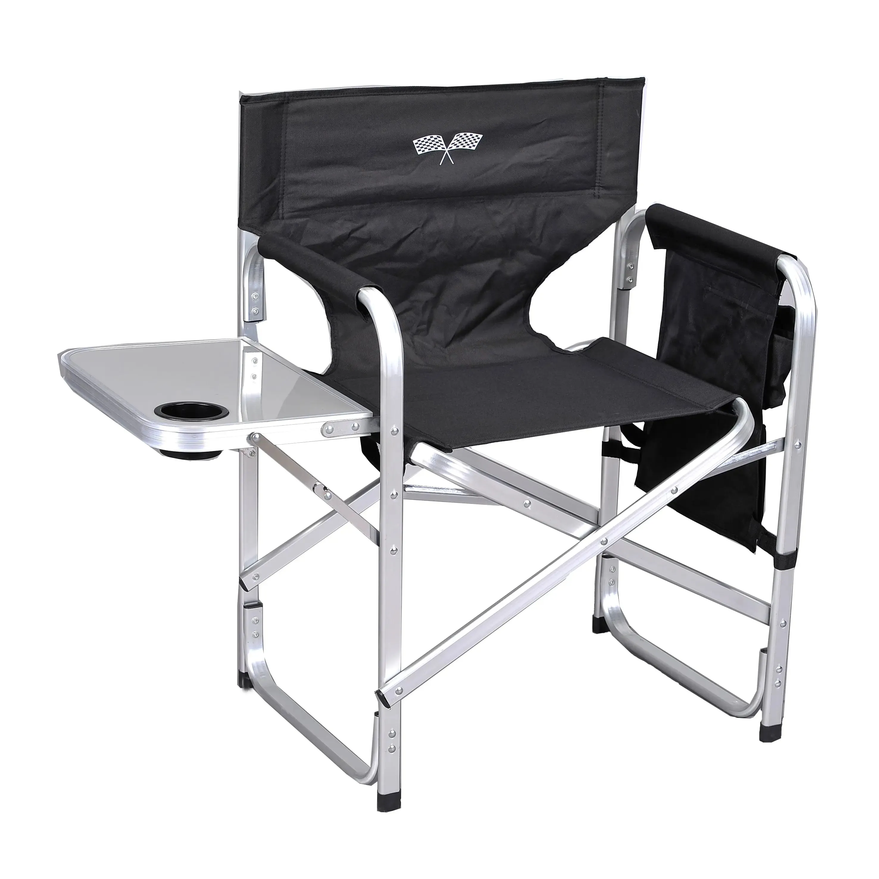 Stylish Camping Director's Chair w/ Side Table & Pockets