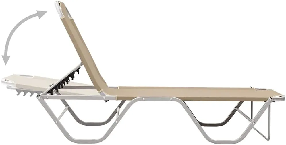 Sun Lounger Aluminum and Textilene CreamLuxury Sun Loungers with Adjustable Backrest and Cushioned Seat