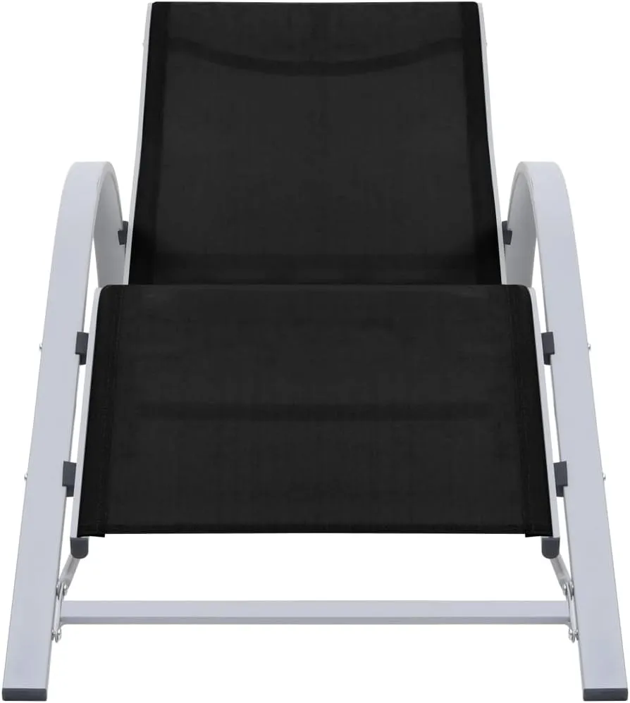 Sunlounger Textilene and Aluminum Blackrecliner Camping Chairs Tanning Chair Patio Suitable for Garden Courtyard