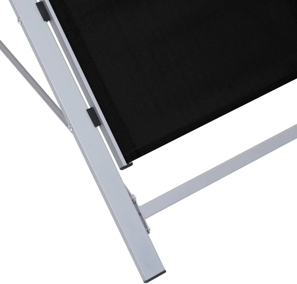 Sunlounger Textilene and Aluminum Blackrecliner Camping Chairs Tanning Chair Patio Suitable for Garden Courtyard