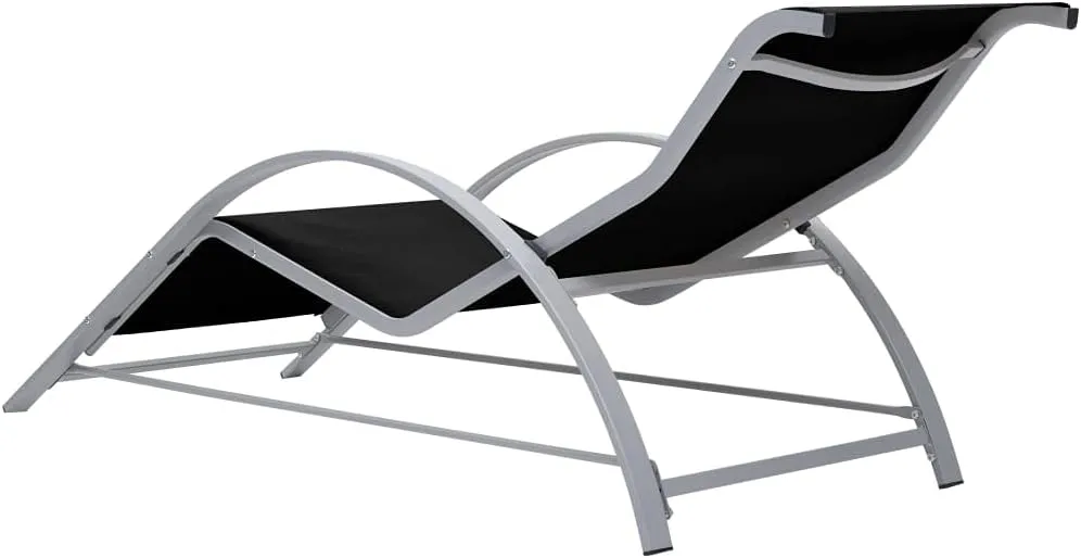 Sunlounger Textilene and Aluminum Blackrecliner Camping Chairs Tanning Chair Patio Suitable for Garden Courtyard