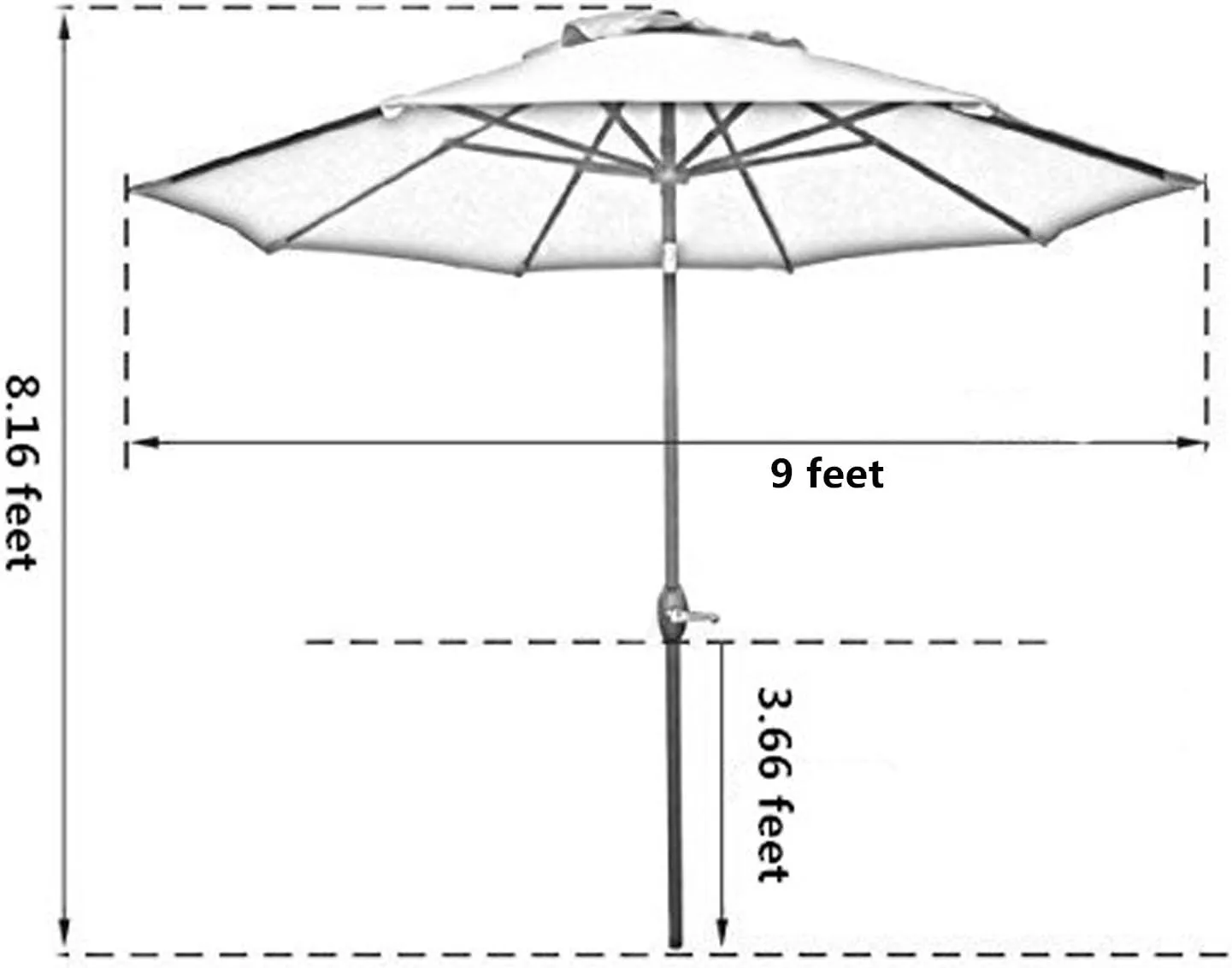 Sunnyglade 9' Patio Umbrella Outdoor Table Umbrella with 8 Sturdy Ribs (Tan)