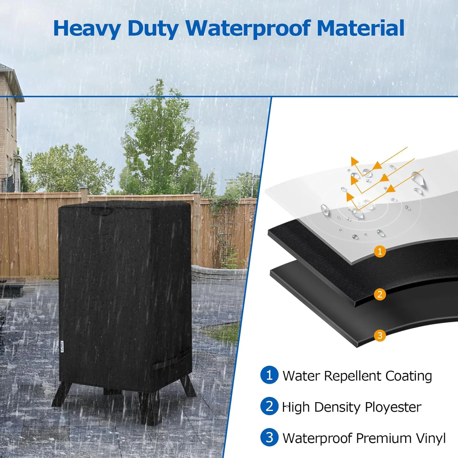 SunPatio 40 inch Electric Smoker Cover Compatible for Masterbuilt Smoker, Heavy Duty Waterproof Outdoor Smoker Grill Cover, 28" W x 22" D x 39" H, Black