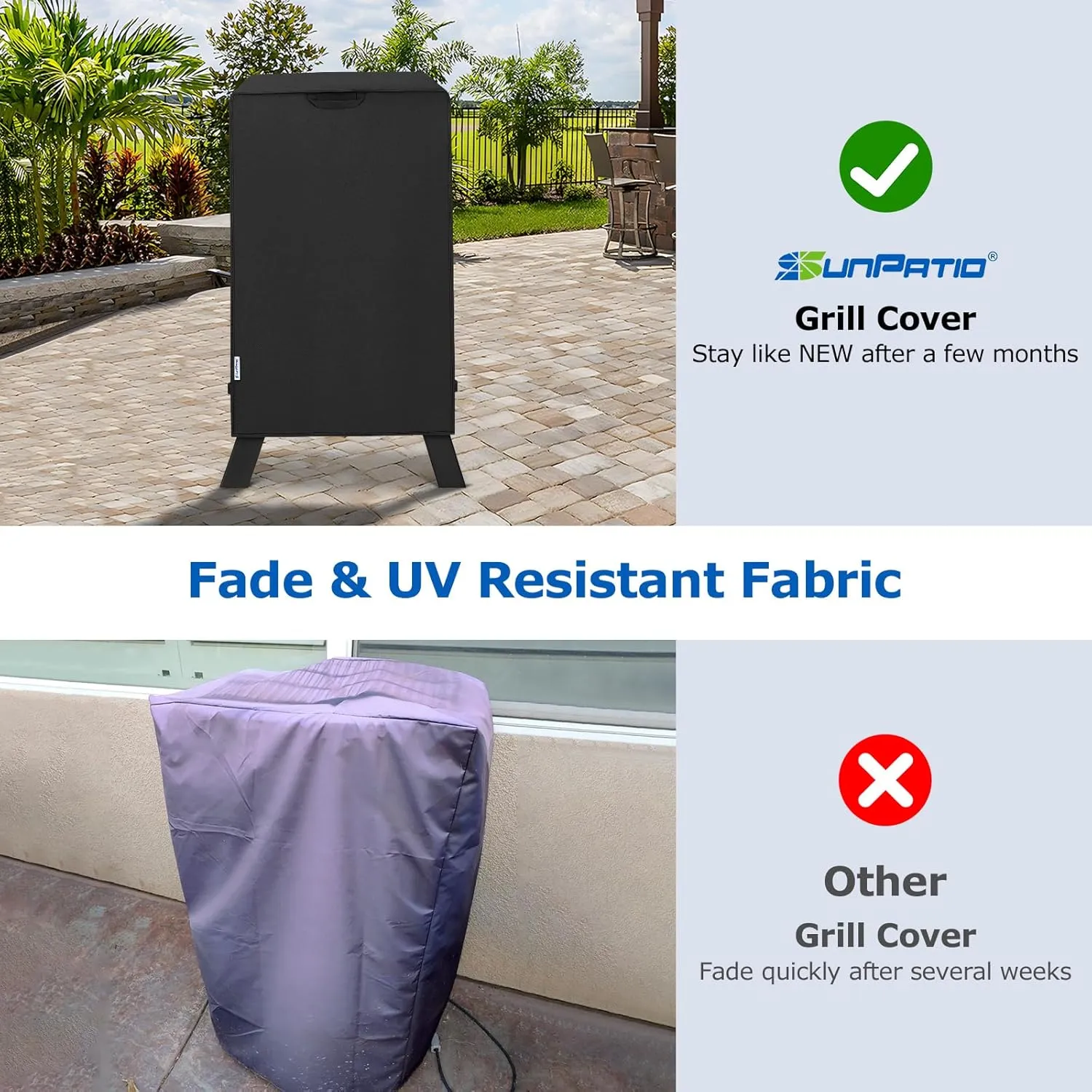 SunPatio 40 inch Electric Smoker Cover Compatible for Masterbuilt Smoker, Heavy Duty Waterproof Outdoor Smoker Grill Cover, 28" W x 22" D x 39" H, Black