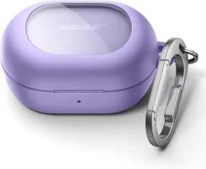 SURITCH Magnetic Cases for Bose New QuietComfort Earbuds (2024) Case Cover, Rugged Shockproof Protective Cover for Bose QuietComfort Earbuds with Magnetic Lok & Carabiner & Cleaning Kit, Purple