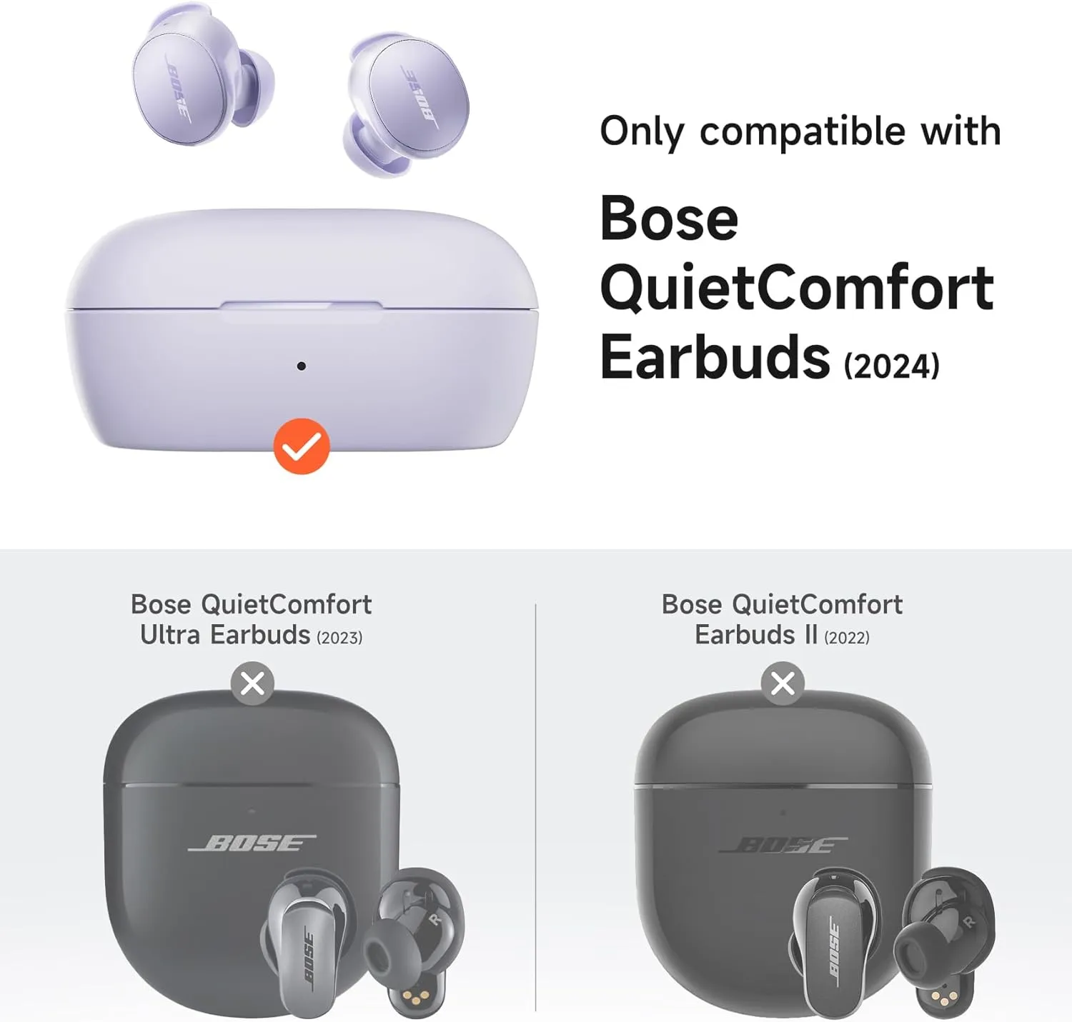 SURITCH Magnetic Cases for Bose New QuietComfort Earbuds (2024) Case Cover, Rugged Shockproof Protective Cover for Bose QuietComfort Earbuds with Magnetic Lok & Carabiner & Cleaning Kit, Purple