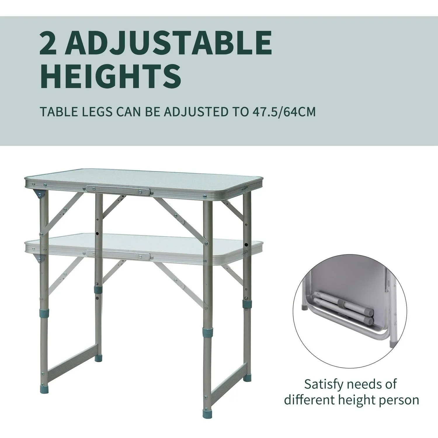 Table-Silver Reduced Excellent customer service Foldable Outsunny Patio Picnic
