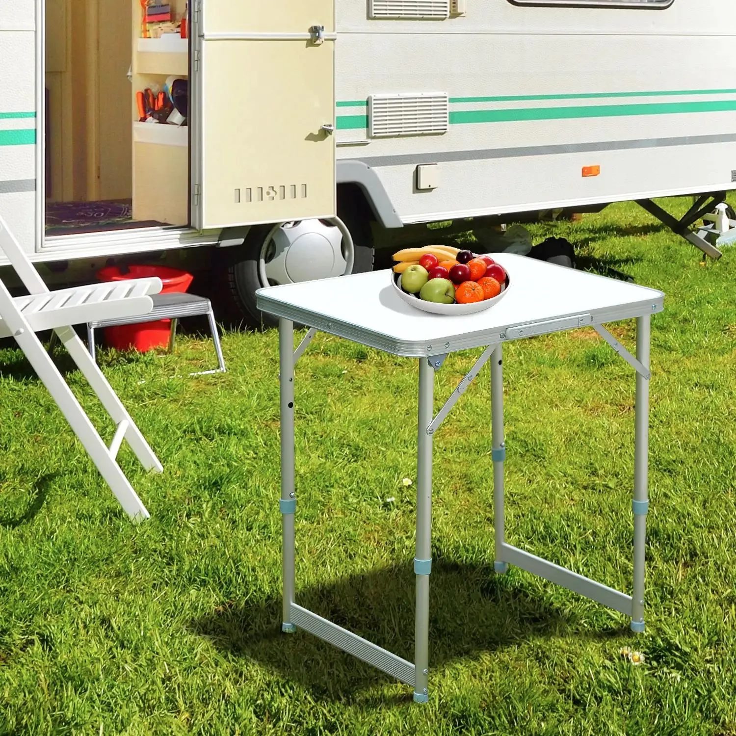 Table-Silver Reduced Excellent customer service Foldable Outsunny Patio Picnic