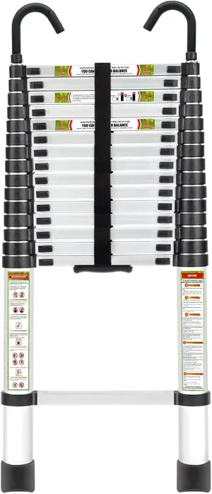 Telescopic Ladder, 20.34FT Aluminum Telescoping Ladder with Stable Hook and Non-Slip Feet, RIKADE Portable Extension Ladder for Household and Outdoor Working, 330lb Capacity