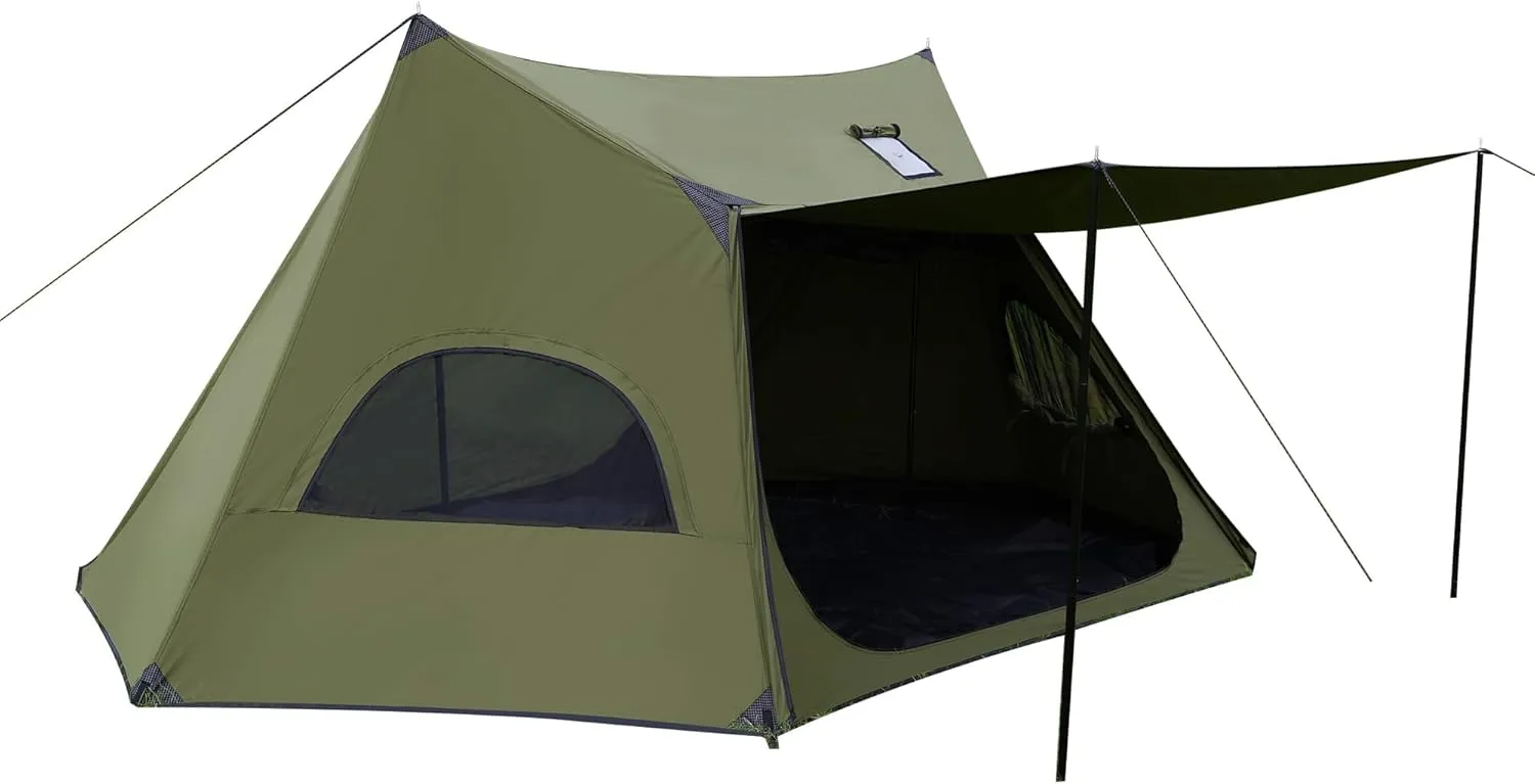 TENPLAY 210gsm TC Canvas Shelter,Waterproof 500mm,Camping Tent,1-2Person Backpacking Tent,Double Door&Window,Stove Jack,Fire-Retardant&Windproof,Portable,Easy Setup,4Season for Family Camping,Hiking