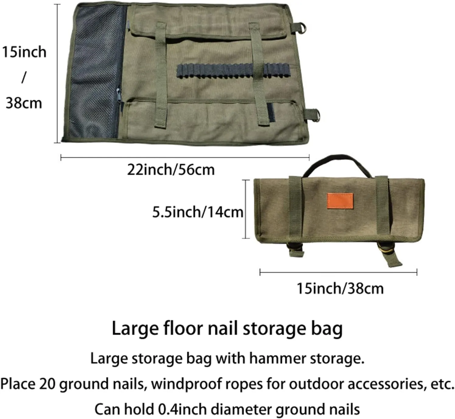 Tent Stake Bag Canvas Storage Camping Tent Accessories for Camping Tent Nail Storage
